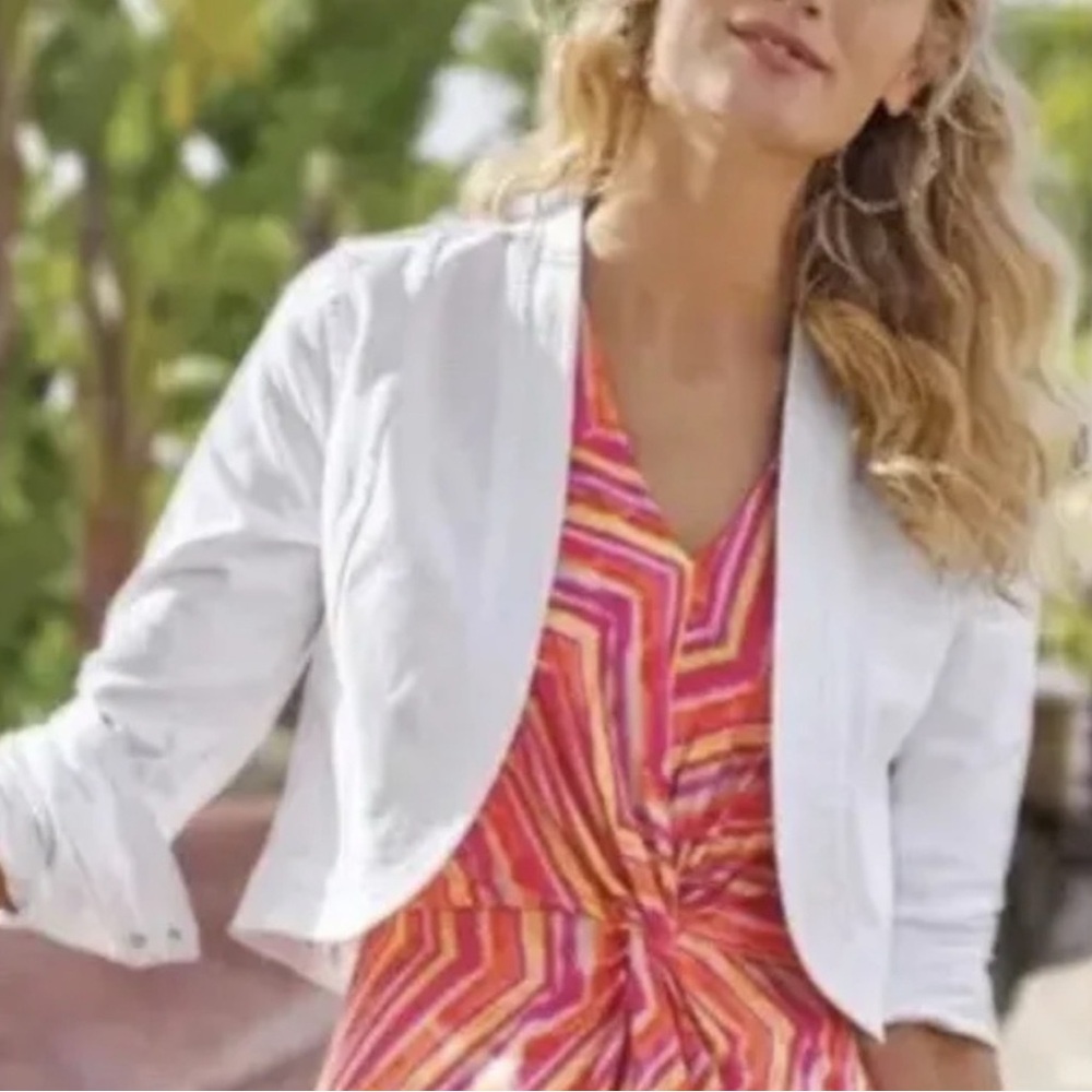 NWT Soft Surroundings White Ultimate Denim Bolero Jacket Medium